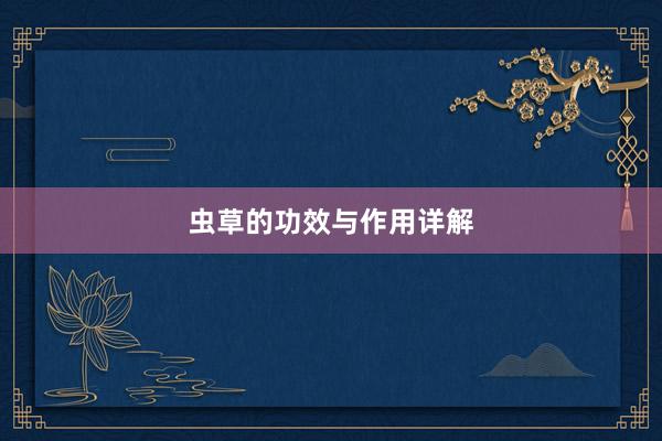 虫草的功效与作用详解